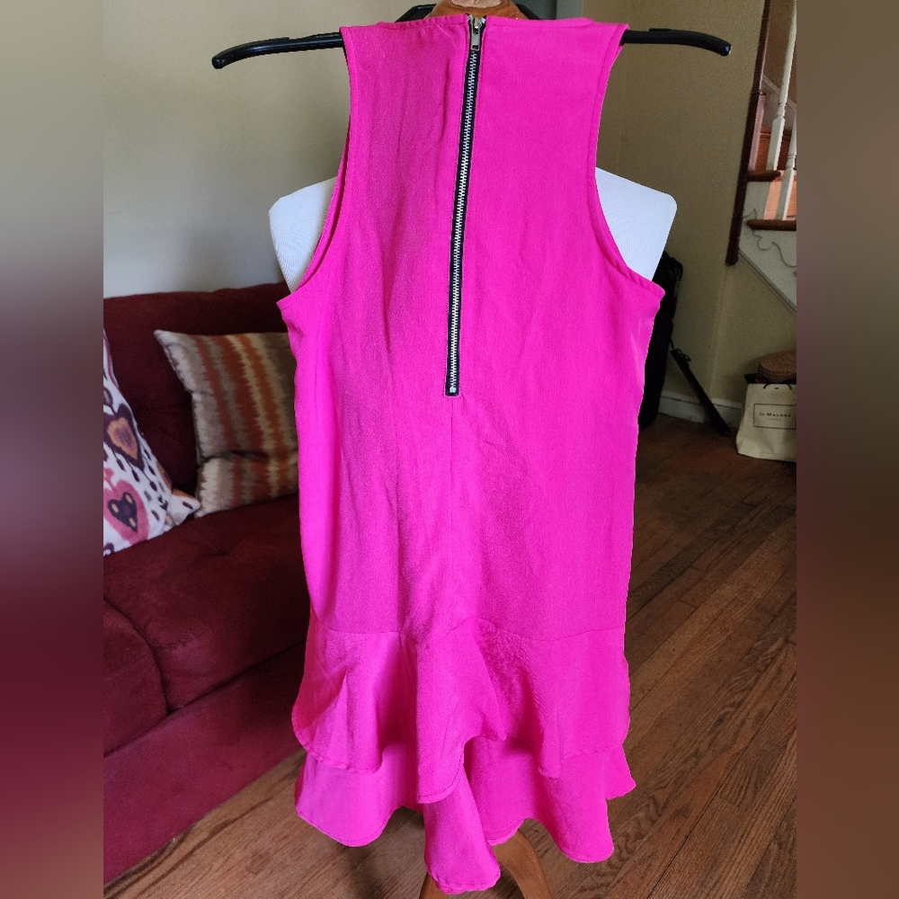 Lush Pink Halter Sundress with Ruffled Hem - Picture 3 of 5